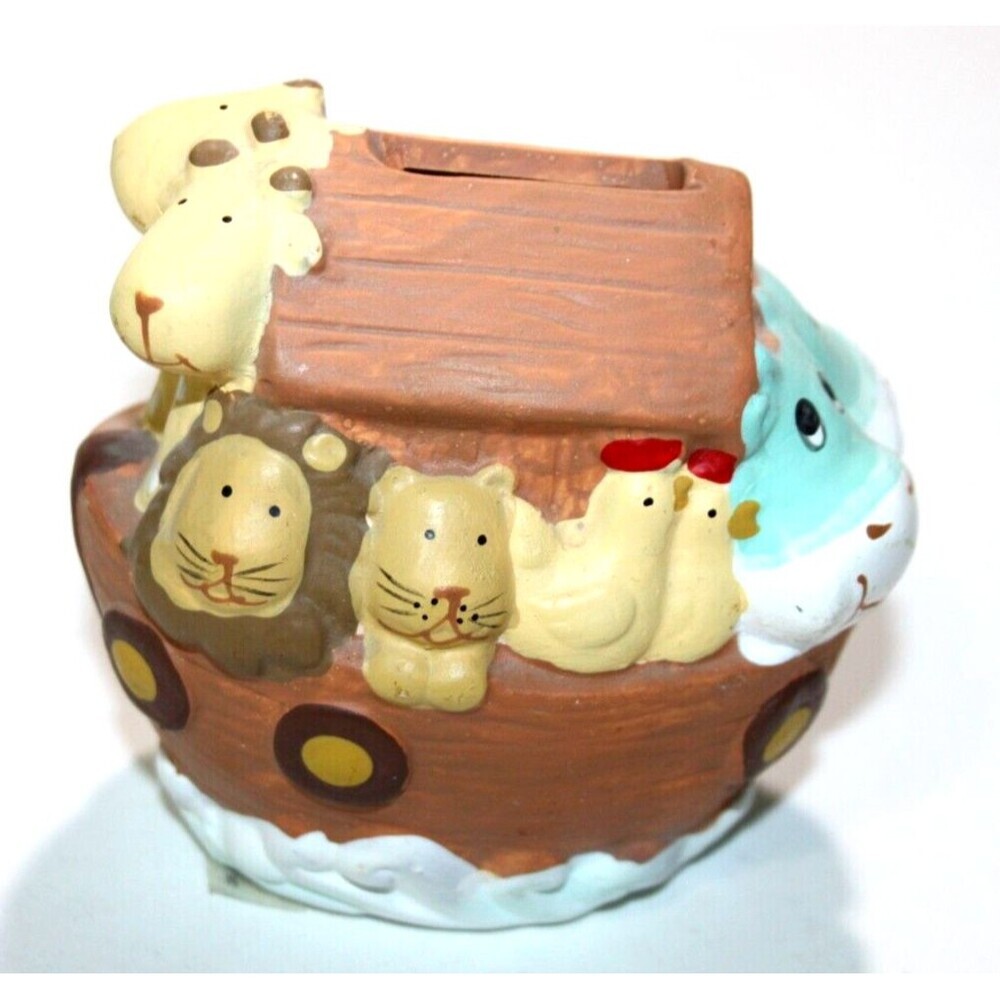 Greenbrier Noahs Ark Boat Animal Ceramic Piggy Coin Bank Christmas Christian 3"